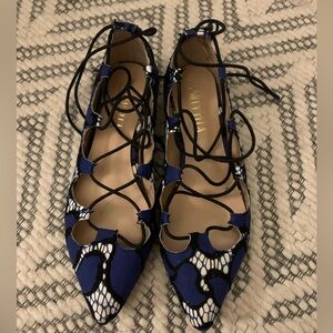 Billy Ella for Anthropologie blue, white and black lace up flats